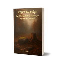 A Soft Place To Rage ebook cover by C'ah Sole tree stomp and rock in a forest