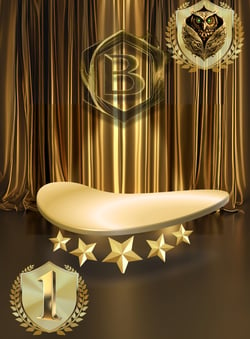 golden podium platform with luxurious golden curtain backdrop for ranking top 1