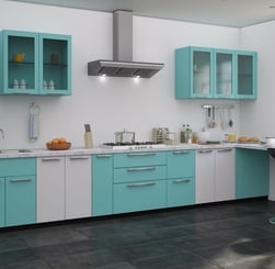 omegaa solutions interior designers sky blue straight modular kitchen