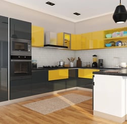 omegaa solutions interior designers bumble bee u-shapoed modular kitchen