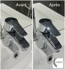 Avant/après du détartrage d’une robinetterie par M & M Services Pro à Rouen