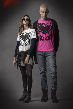 bella canvas t-shirt, keep calm gig on, black heart, groovy retro design, vivid calm designs, side