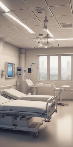 A sleek modern interior space featuring a long corridor with wooden flooring and ambient lighting. The area is bordered by large glass windows revealing an outside view. On the right, there is wall-mounted cabinetry and a control panel. The ceiling has visible pipes and ducts.