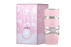 a pink perfume bottle with a pink box and a pink box