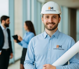 Tabela com as áreas de atuação da RM Construções incluindo obras residenciais, industriais, retrofit