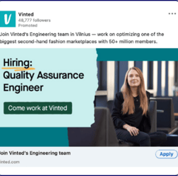 LinkedIn ad example: Vinted