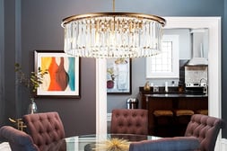 A modern gold two ring chandelier