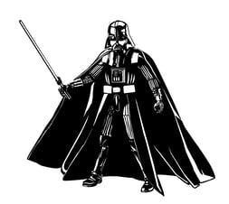 Minimalist illustration, Darth Vader, Star Wars, pop culture icon, black and white art