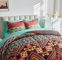 Colorful Bohemian Tribal Comforter Set Teal Sheet Set for All Seasons