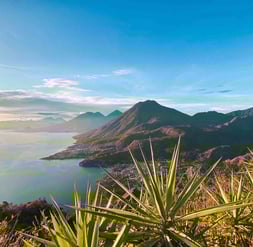 Sunrise view over Lake Atitlán from the highlands.