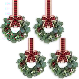  Mini Christmas Faux Kitchen Cabinet Wreaths