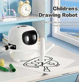Drawing Robot for Kids with 150 Cards, Voice Interactive Educational Drawing Machine, Montessori Painting Learning