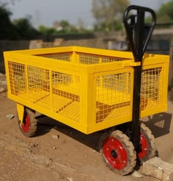 A yellow heavy duty trolley has 500 kg loading capacity.