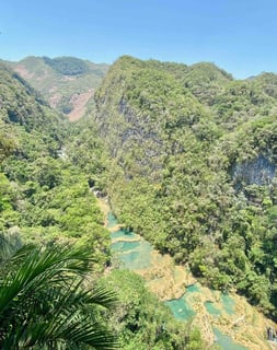 Natural landscape with the waterfalls of Semuc Champey, Guatemala.