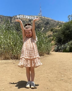 Hollywood Sign girl Los Angeles Bus Tour