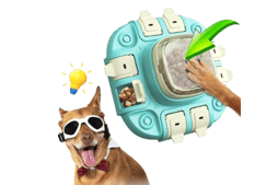 a dog using a slow feeder