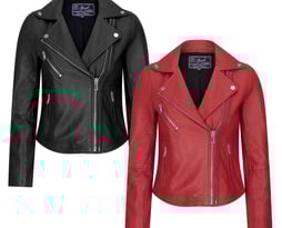 a pair of leather jackets with zippers and zippers