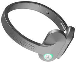 a headphones with a green button on the side