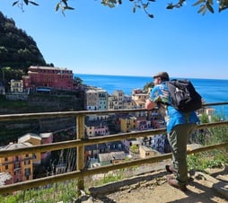 Overlooking the coloured buildings of Manarola