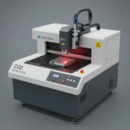 Laser marking logo on metal.