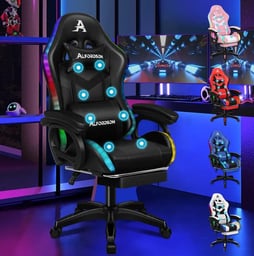 ALFORDSON Silla Gaming con RGB LED de 12 Colores y Masaje de 8 Puntos varios colores