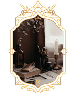crafting material in a victorian frame