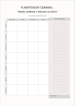 Descarga Gratis: Planificador Semanal de Menús, Compras y Control de Gasto
