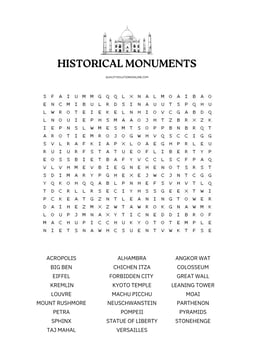 Historical monuments advanced word search