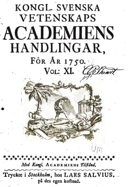 Front page of the Proceedings of the Royal Swedish Academy of Sciences