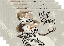 Artoid Mode Grey Snowman Snowflakes Let it Snow Winter Placemats