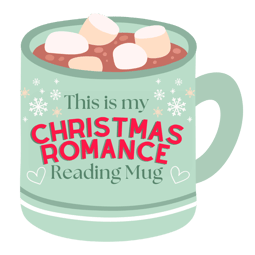 Jade colored mug with hot cocoa and marshmallows - This is my Christmas Romance Reading Mug 
