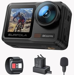 Surfola SF630 Cámara Deportiva 4K 60FPS, subacuática 40M Impermeable 