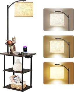 a lamp that is sitting on a shelf