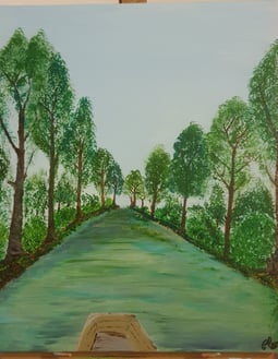 En barque dans le marais poitevin. Toile & châssis bois, 44x50cm. 180€.