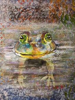 grenouille dans l'eau tous droits réservés Leslie Breniaux pour fovassist/itkacreations