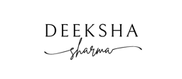 a logo with the words deksha sharma in black and white