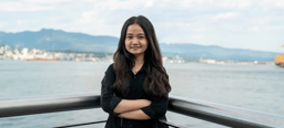 Nila Ibrahimi, International Children's Peace Prize Winner, standing in Vancouver.