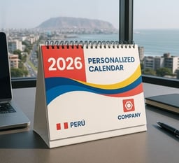 Calendarios de escritorio personalizados para empresas en Lima, Perú, con diseño corporativo y logo personalizado
