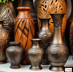 vases wooden and metal vase