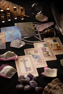 Tarot evolutivo con cartas, cristales esencias para guiar procesos transformación claridad interior