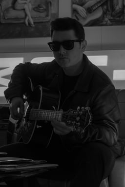 Un jeune homme jouant de la guitare