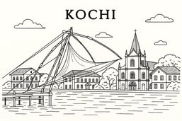 a line art representing the city of Kochi