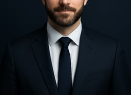 a man in a suit and tie with a beard