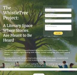 Screenshot of home page of The WhistleTree Project website