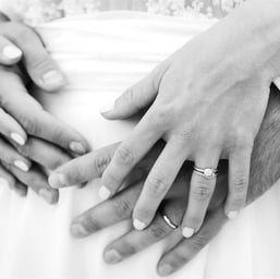 Fine art editorial wedding photography — bride and groom rings detail South of France