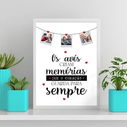 Quadro Personalizado com fotos para presente de dia dos avós Vovó Vovô Decoração Avó Avô com frase Quadro decorativo