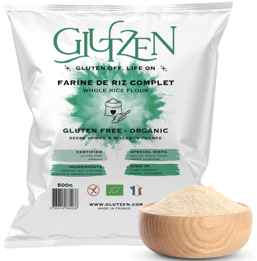 Sachet de farine de riz complet sans gluten