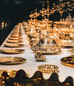 Royal dining crockery setup for Royal Family provided by Royal Crockery and Counters  +919818532800