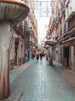 a street scene with mushrooms in the middle of the street - 🍄  - mushroom street