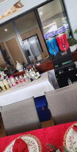 Slushie machine in amongst the New Years setup at a home in Redlands.